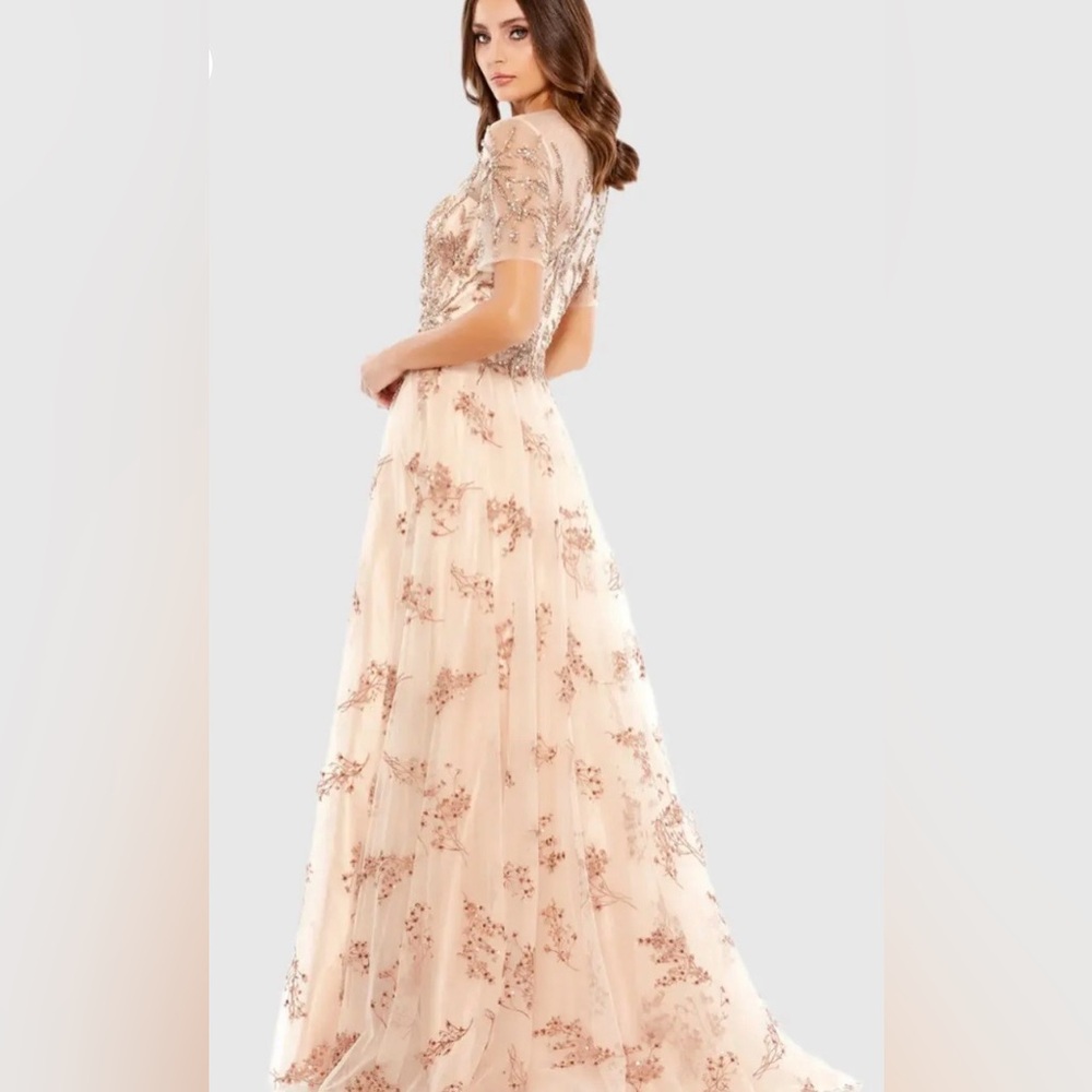 NWT MAC DUGGAL SZ 16 CHAMPAGNE/PINK Embellished Illusion Enchanting Gown #79317 - Picture 11 of 13